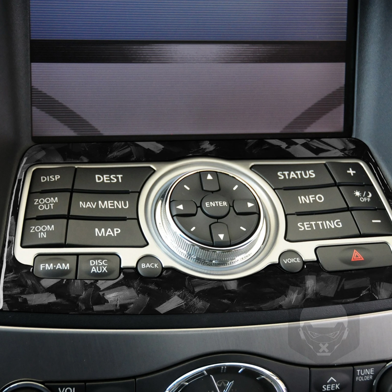 For Infiniti G37 2008-2013 G35 G25 Q60 Accessories Forged Carbon Fiber Car Interior Control Multimedia Panel Trim Sticker