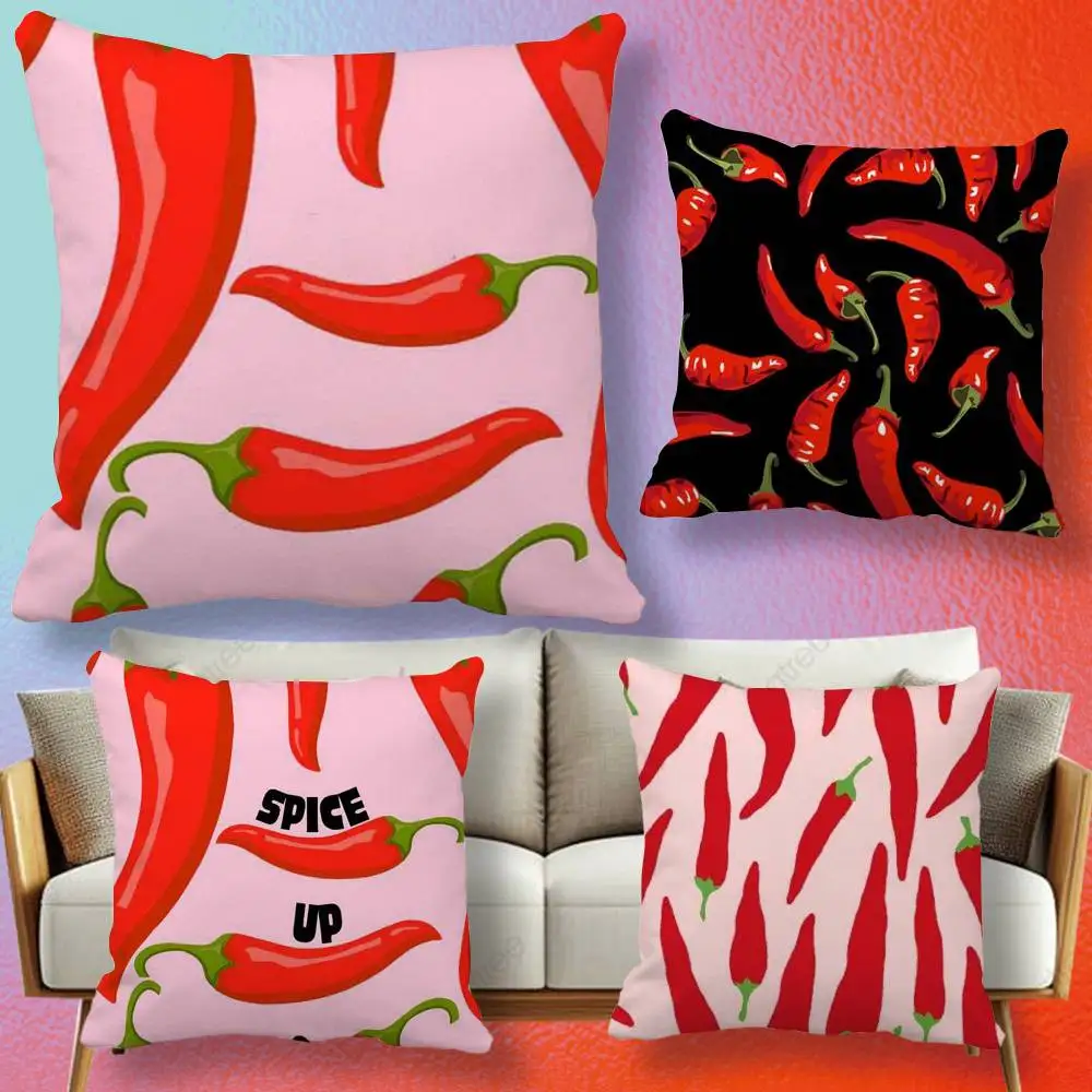 Chili pepper illustration  Pillow cover gift High definition digital printing,Surprise vivid pattern Household.