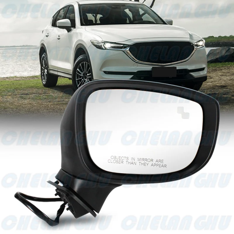 

For Mazda CX-5 2017 2018 2019 2020 2021 2022 Right Side 9 Pins White Paintable Blind Spot Power Fold Mirror Assembly