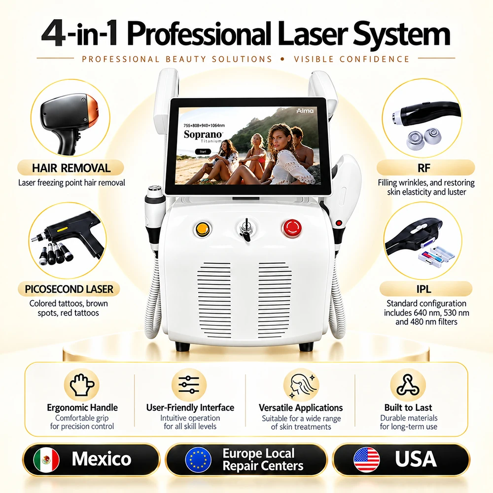 4in1 Professional Triple 6 Wave Ice Platinum Diode Laser Hair Removal Laser 6000W Diode Laser Hair Removal Machine