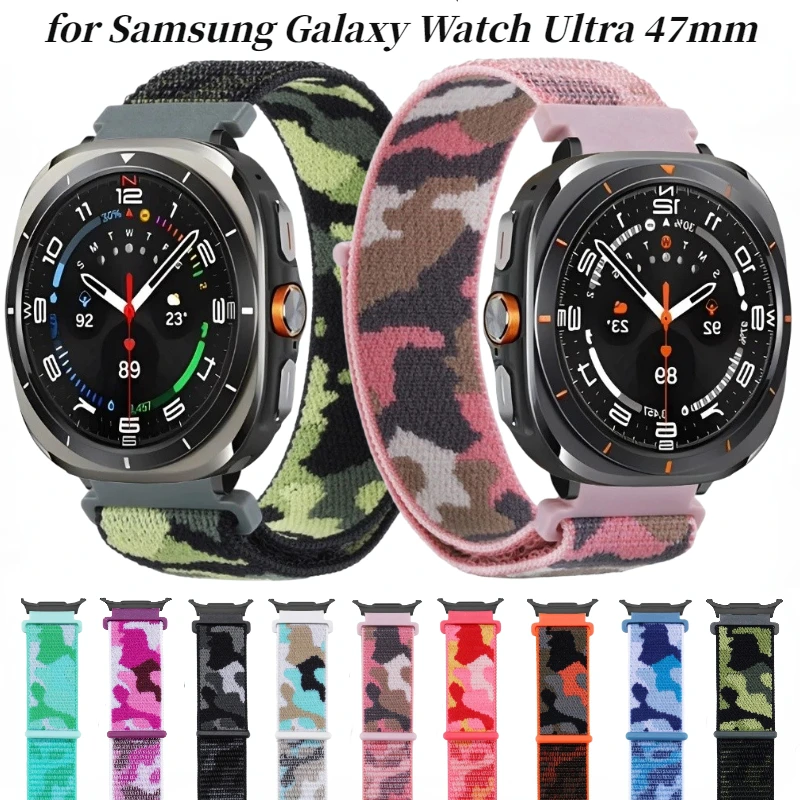 

Camouflage Colour Nylon Strap for Samsung Galaxy Watch 7 Ultra 47mm Breathable Bracelet Band for Galaxy Watch Ultra Accessories