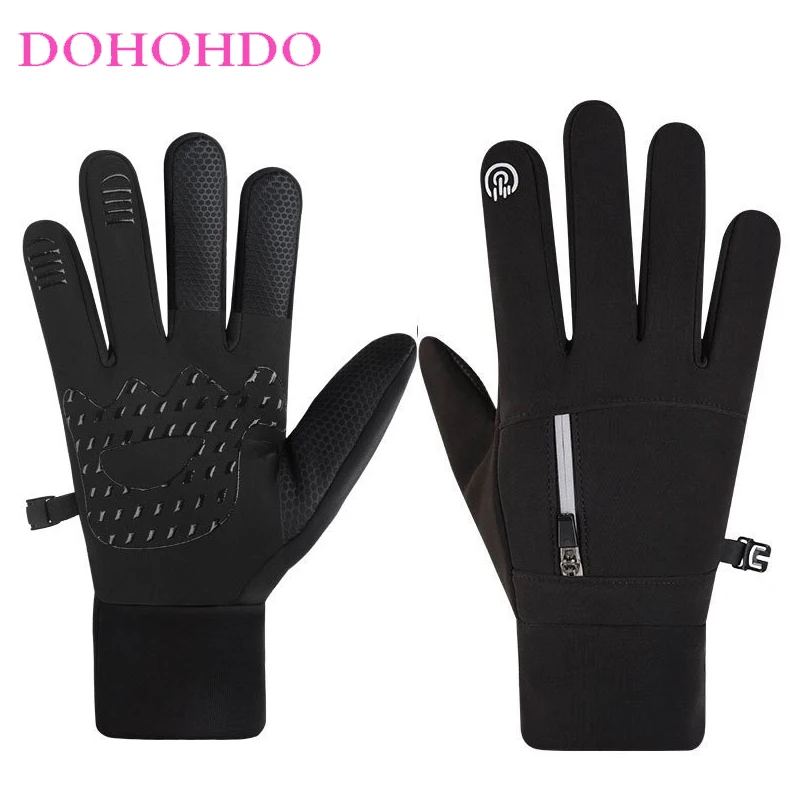 

Men's Winter Gloves Touch Screen Waterproof Riding Fitness Mountaineering Outdoor Anti-skid Sports Black Gloves Guantes Invierno