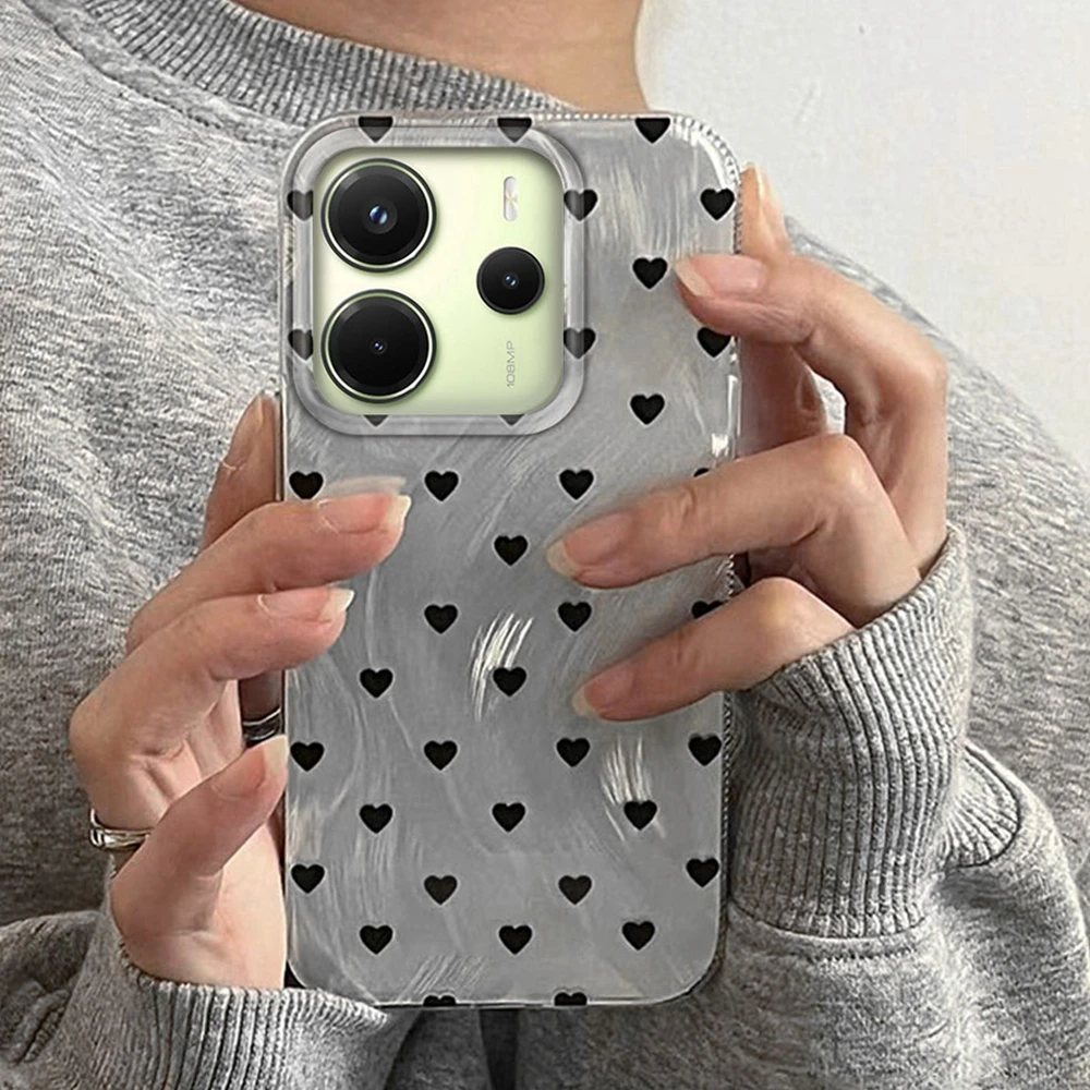 Schwarzes Herz Liebe süße Handyhülle für Xiaomi Redmi Note 14 13 12 11 10 11S 10S 8 9 Pro 15 15C 14C 13C A3X A1 A2 A3 A4 9C 9A Abdeckung