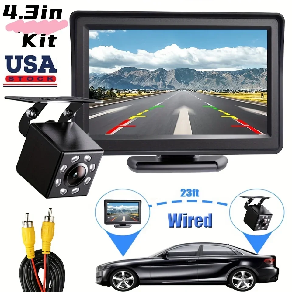 

Hot 4.3 Inch Car Rear View Monitor with Camera Rearview Mirror for Parking Backup Screen Universal