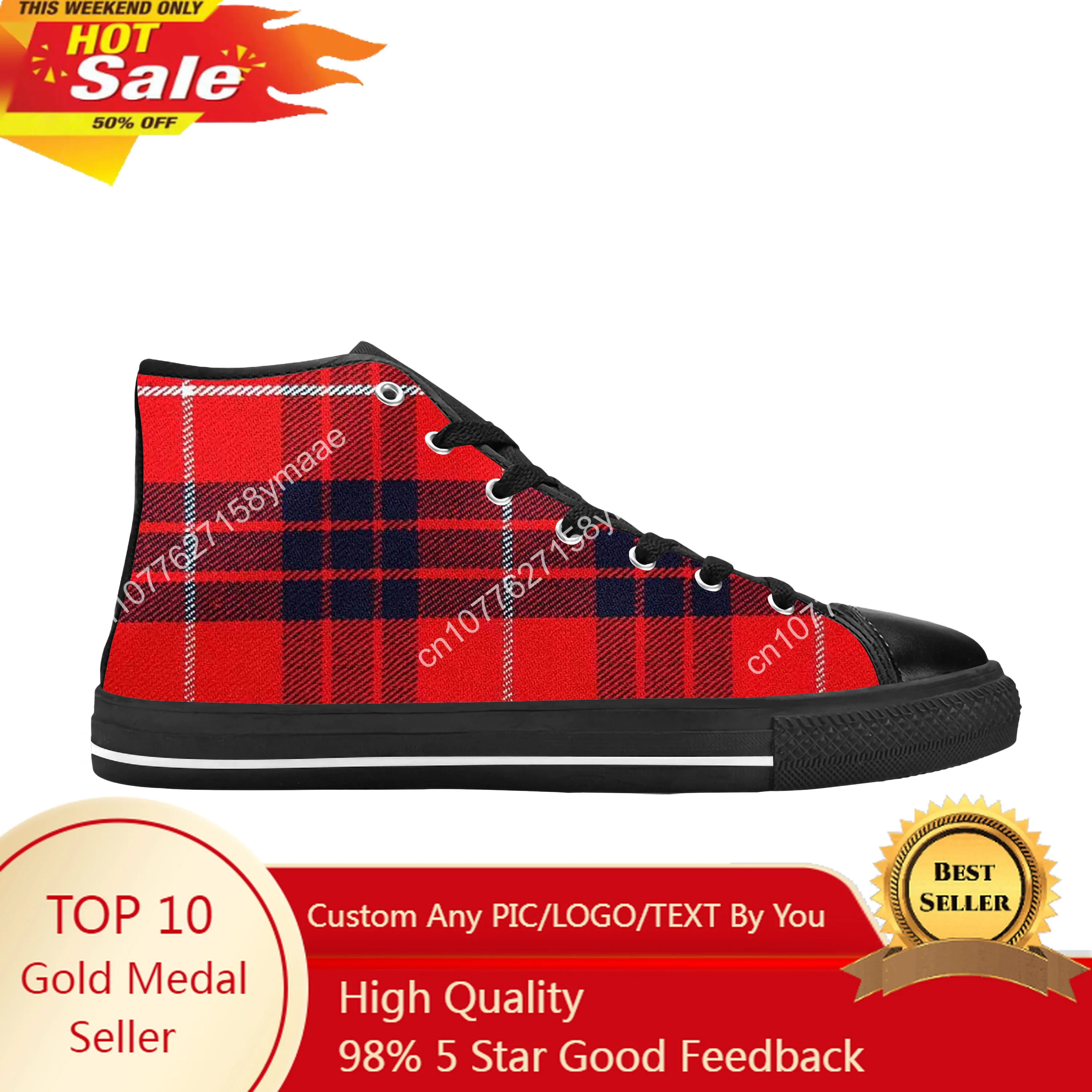 Hamilton Scottish Stewart Clan Tartan Plaid Cool Casual Cloth Shoes High Top Comfortable Breathable 3D Print Men Women Sneakers