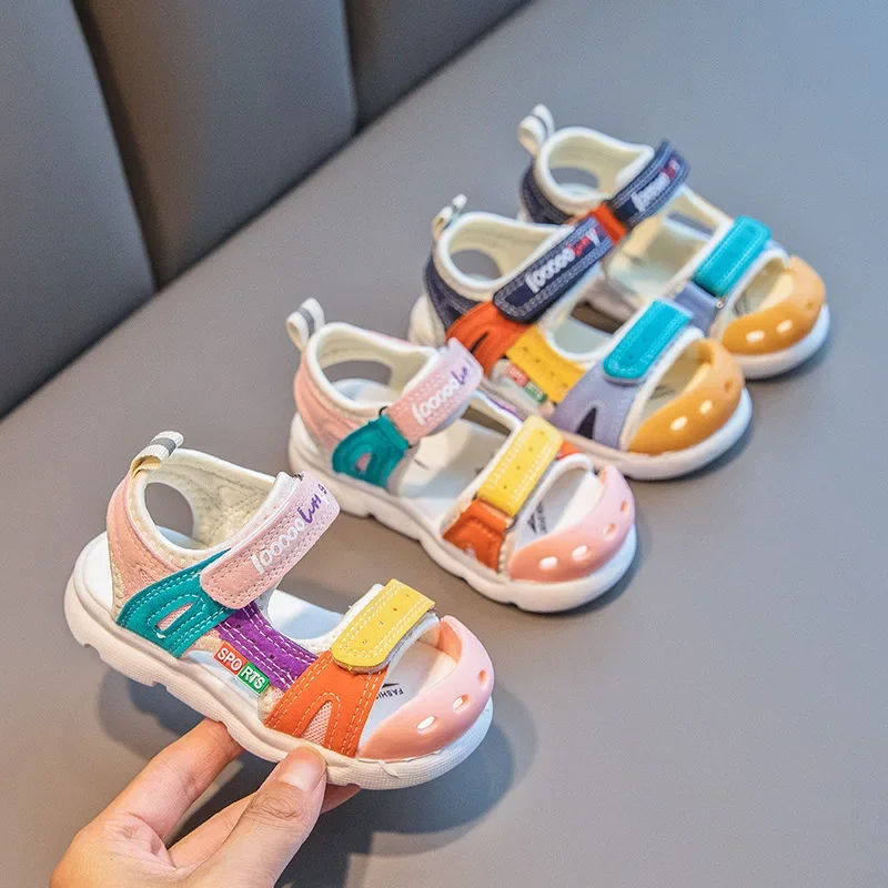 High Quality Baby Girls Sandles Summer Toddler Kids Shoe Covered-toes First Walkers Soft Bottom Boys Beach Shoes Cartoon Design