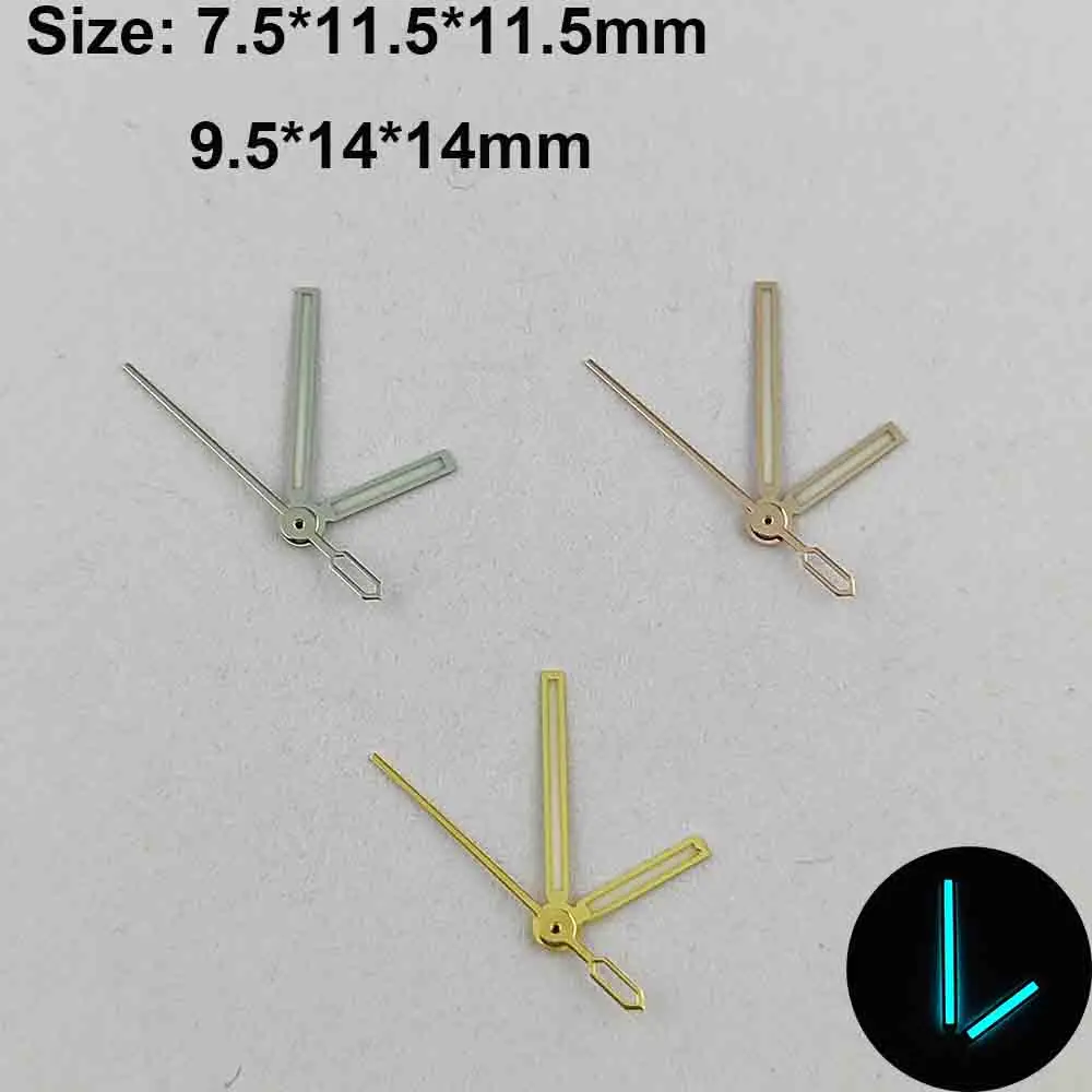 Часы NH35 Стрелки сине-зеленые Светящаяся указка мужские и женские стили размер 7,5*7,5*11,5 мм/9,5*14*14 мм