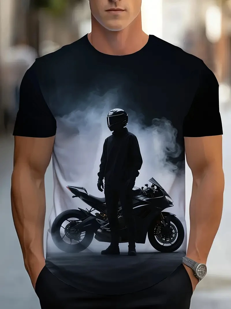 Vintage Moto Graphic T Shirt For Men Clothing 3D Printed Motorcycle T-Shirt Gym Sport Tops Tee Street Retro Men Clothes T Shirts