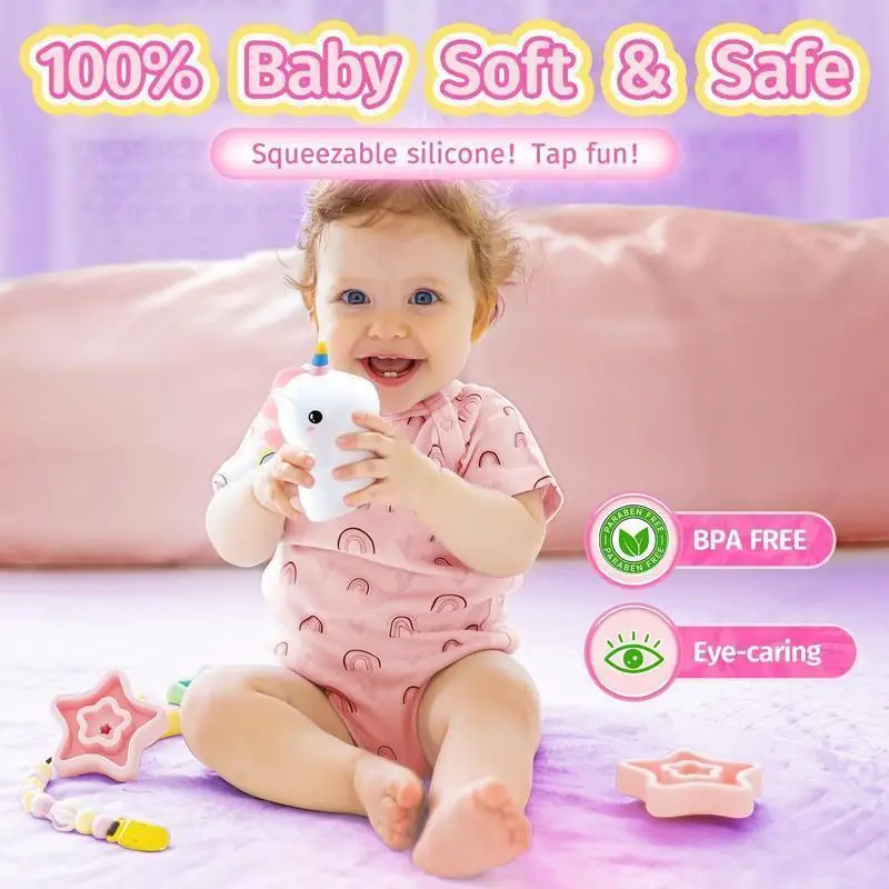 【크리스마스 선물】귀여운 유니콘 디자인 야간 조명, USB 충전식 3단계 밝기 조절이 가능한 실리콘 야간 조명, 재미있는 생일 선물