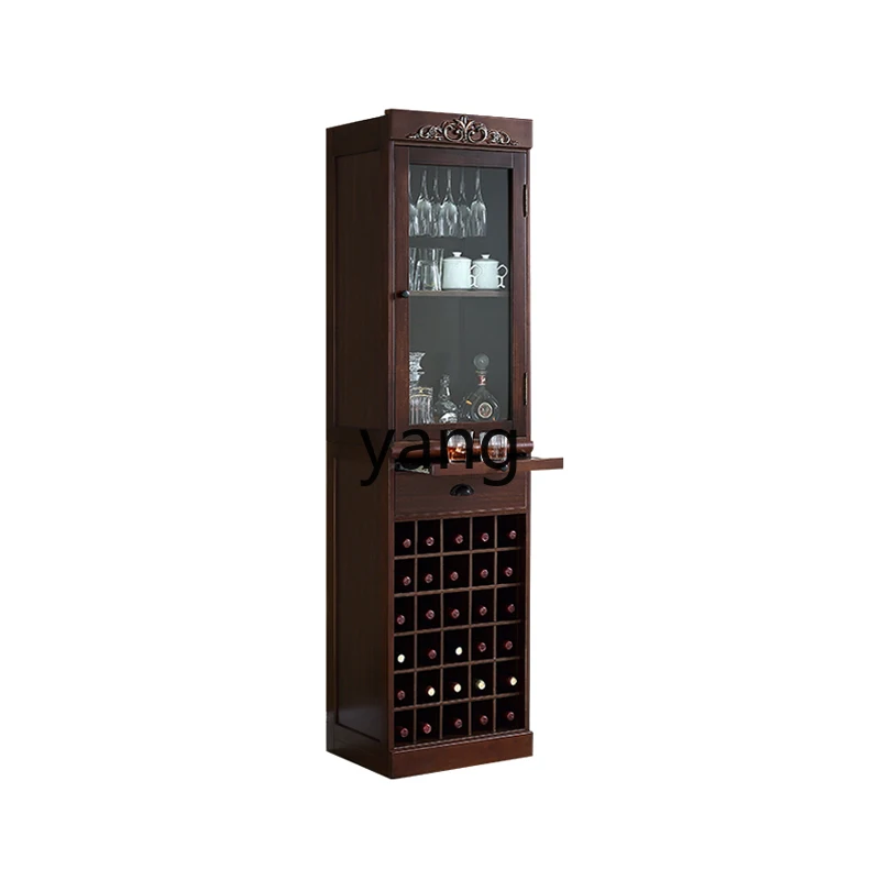 

XHz solid wood wine cabinet living room wine rack household glass door floor partition cabinet