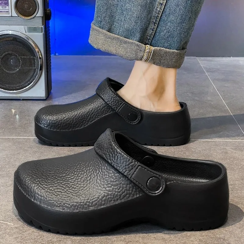 شبشب رجالي مقاوم للماء عدم الانزلاق أحذية عمل المطبخ جودة في الهواء الطلق الترفيه النعال للرجل الراحة لينة وحيد باوتو الصنادل