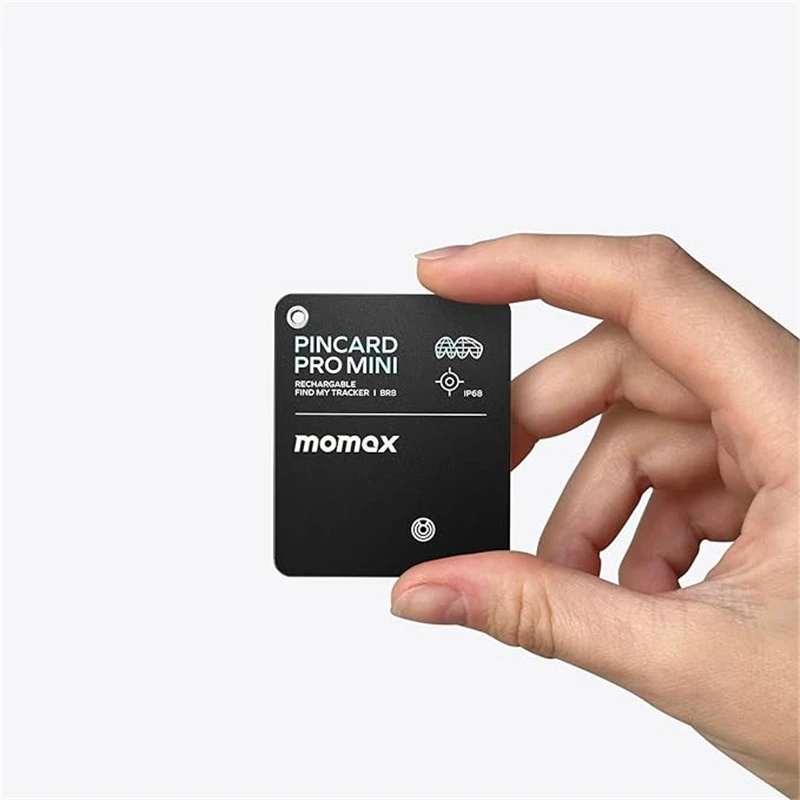 Momax pincard pro mini carteira localizador recarregável rastreador cartão fino localizador tag carga sem fio para bagagem mala pet criança