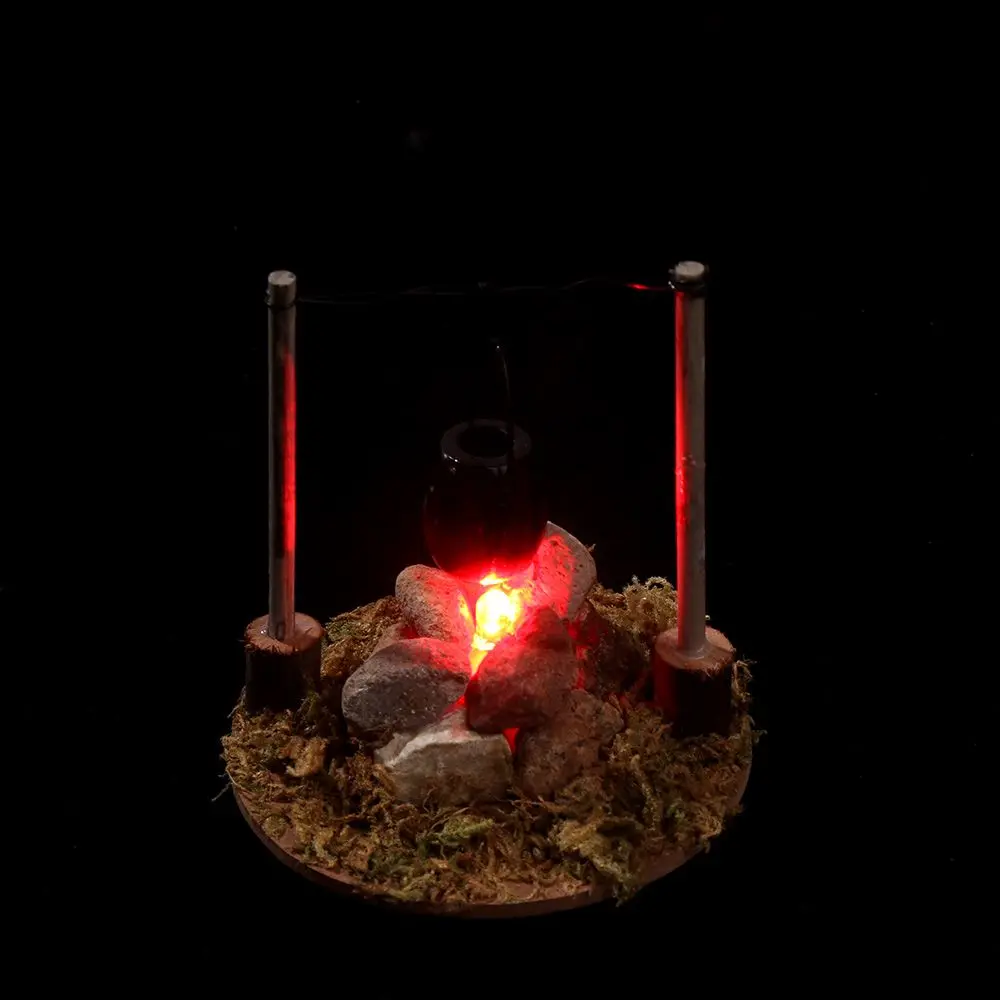 1:12 Scale Playing House Micro Landscape Fairy Garden Decor Dollhouse Bonfire Villa Scene Model Miniatures Campfire