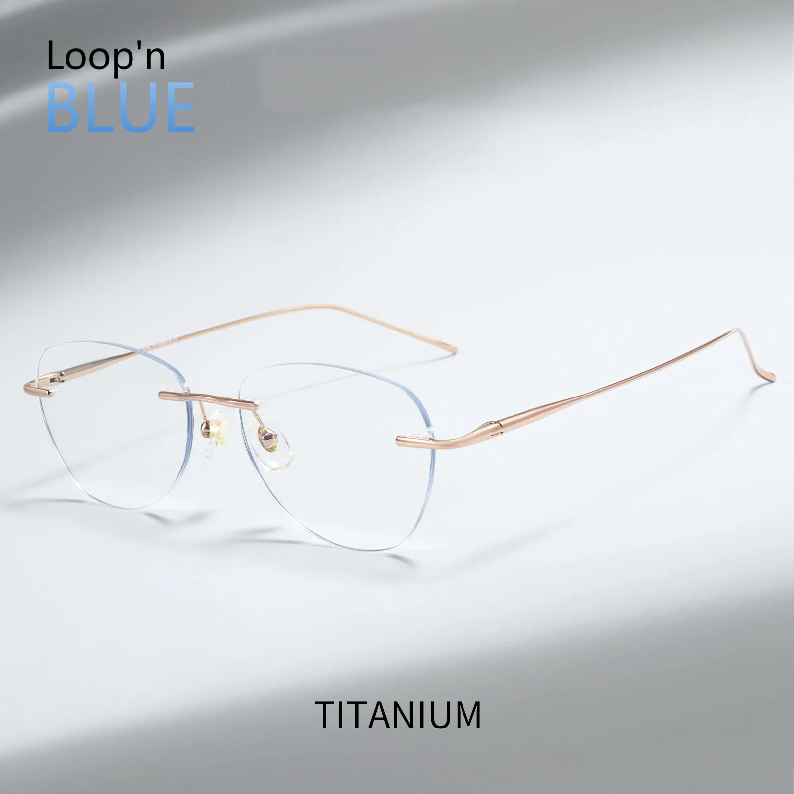 Loopnblue Women’s Rimless Eyeglasses 1.61 MR-8 Toughness Prescription Glasses Optical Reading Myopia Progressive Eyeglasses