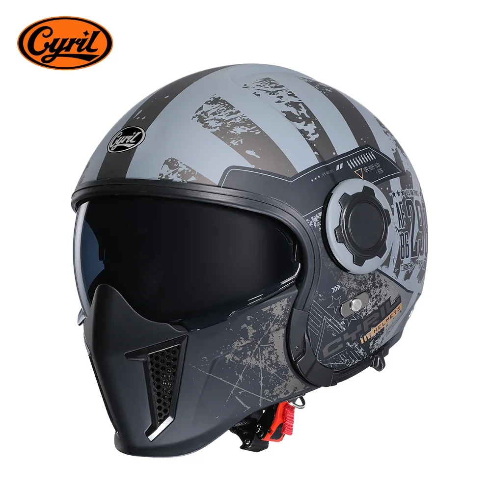 Full Face Open Face Motorcycle Helmet Double Lens Modular Helmets DOT ECE APPROVED CYRIL OP12A Man Woman Retro Moto Helmet