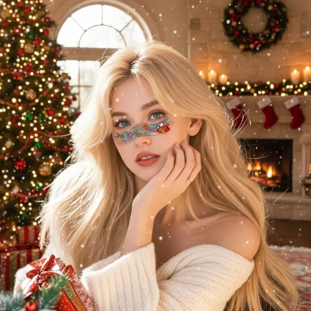 

12pcs/set Waterproof Christmas Face Tattoo Colorful Long-lasting Makeup Stamping Snowflake/Snowman Cartoon Temporary Tattoos