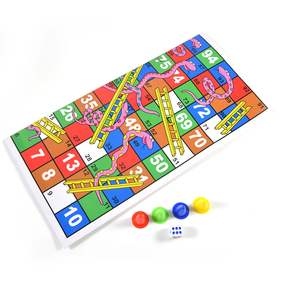 1Set Snake Ladder Educational Kids Children Toys Interesting Board Game Set Portable Flying Chess Board Family Board Game