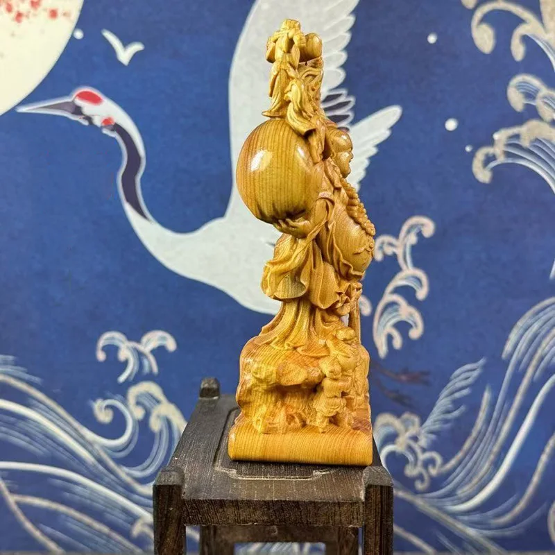 wood carving Big Belly Laughing Buddha sculptures and figurines characteristics Home Room Office Wealth Luck Feng Shui Decor view 5