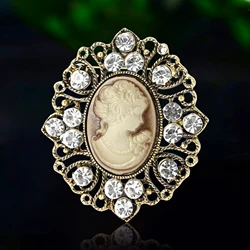 Pearl Beautiful Girl Head Brooches for Women Enamel Ladies Pin Event Funny Luxury Gifts New Year Friends Decoration