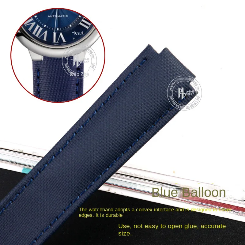 For Cartier Blue Balloon WSBB0027 WSBB0025 Nylon canvas watchband Men women Leather bottom watch strap 18-11mm 20-12mm Bracelet