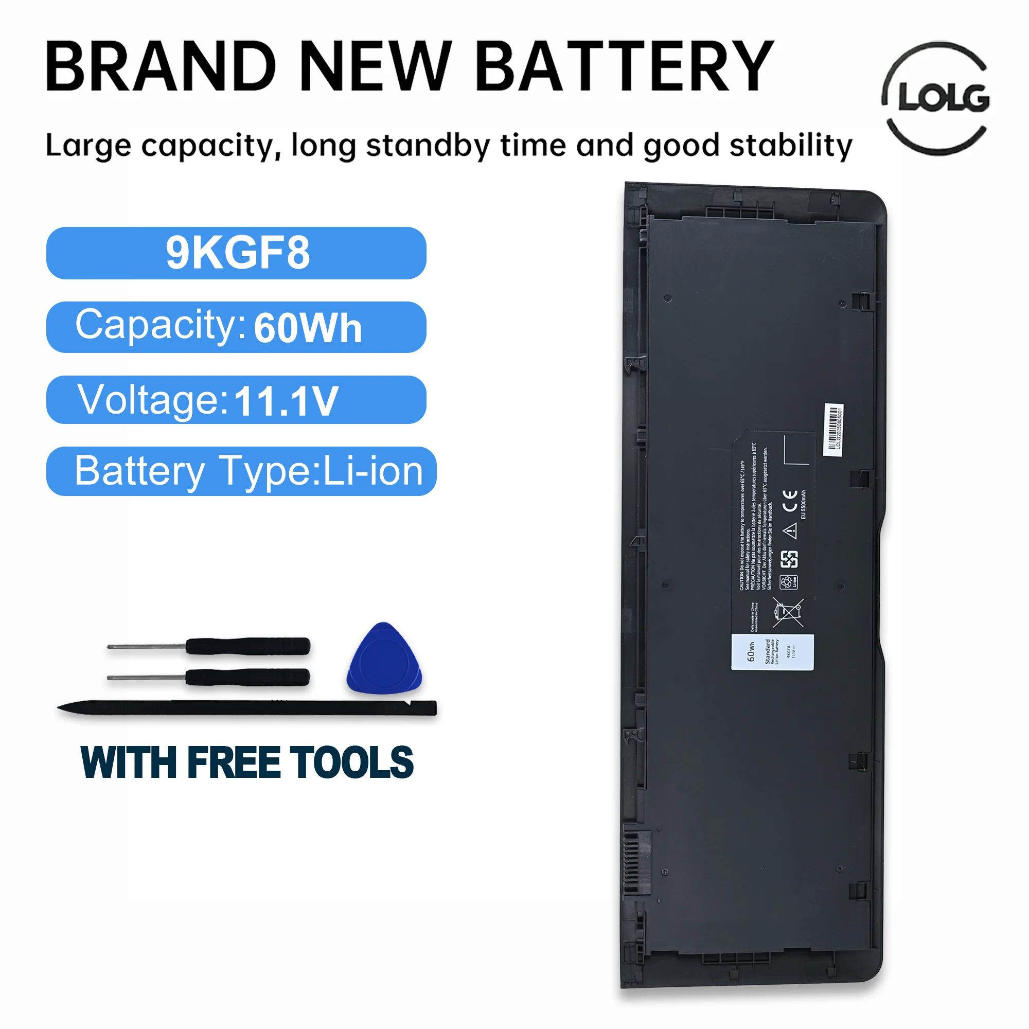 LOLG 9KGF8 11.1V 60Wh 5500mAh Genuine Original Laptop Battery For Dell Latitude 6430U E6430U E6510U 312-1424 XX1D1 7HRJW 6FNTV T
