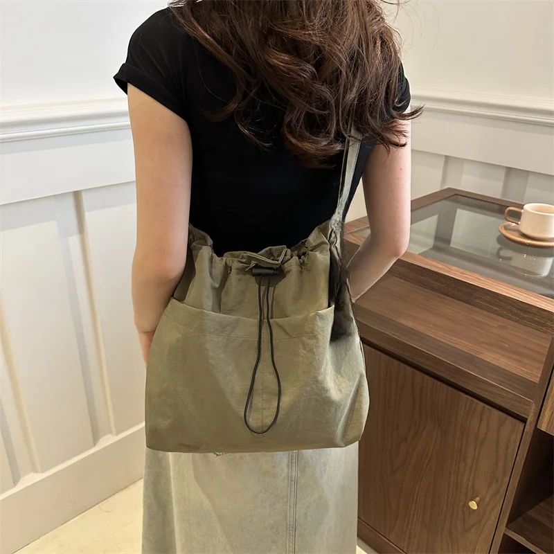 Fashionable Leisure One Shoulder Armpit Bag, College Style Large Capacity Canvas Bag for Class Commuting, Men's Women's Bags