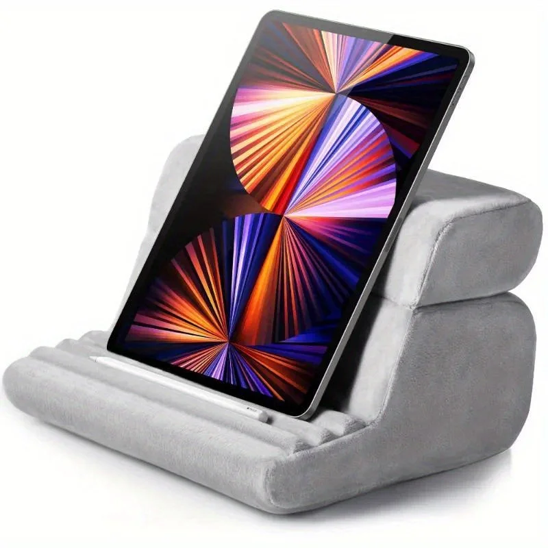 3-Layer Foldable Pillow with Tablet Pocket - Portable Bed & Sofa Support for Reading, Laptops, Comfortable Indoor & Outdoor Use.