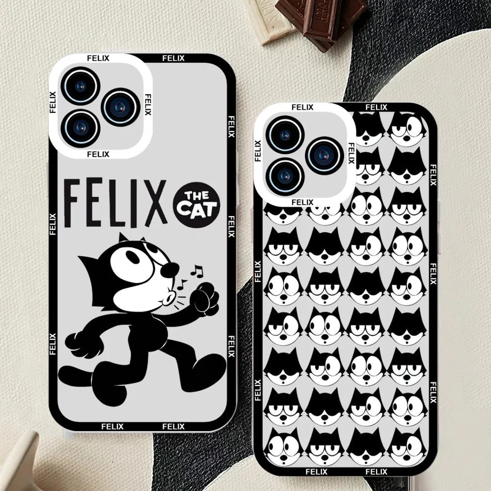 Cartoon Cute F-Felix the C-Cats Phone Case For Samsung Galaxy S23 S22 S21 S20 S10 Plus lite Ultra Transparent Shell