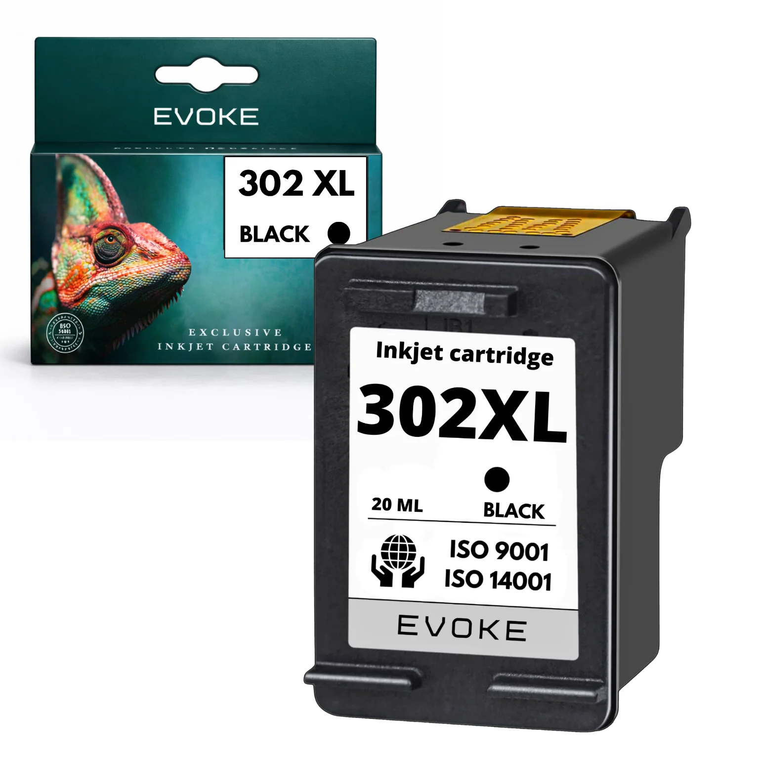 Evoke Compatibele Inkt voor Hp 302XL Hp302 302 XL F6U68Ae Zwart 20 ml 1130 Pagina's Deskjet 1110 1112 2130 2132 2134 3630 3632 3633 3634 3635 3636 3637 3639; Envy 4520 4527; Officejet 3830 3832 3834