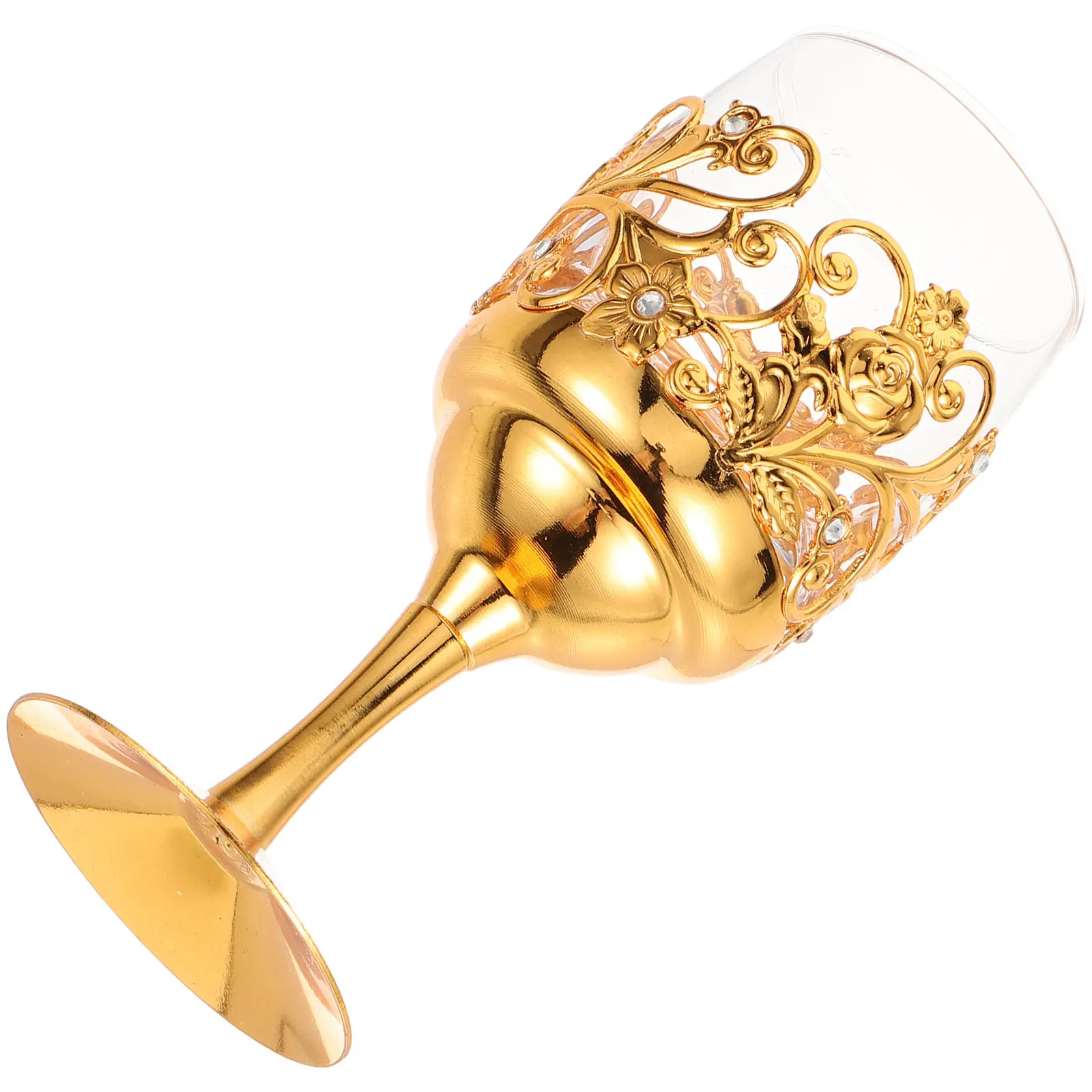 Decorative Metal Glass Wine Cup Vintage Retro Small Liquor Cup for Home Bar Decor Drink Coffee Juice Bubble Tea Hot Cold