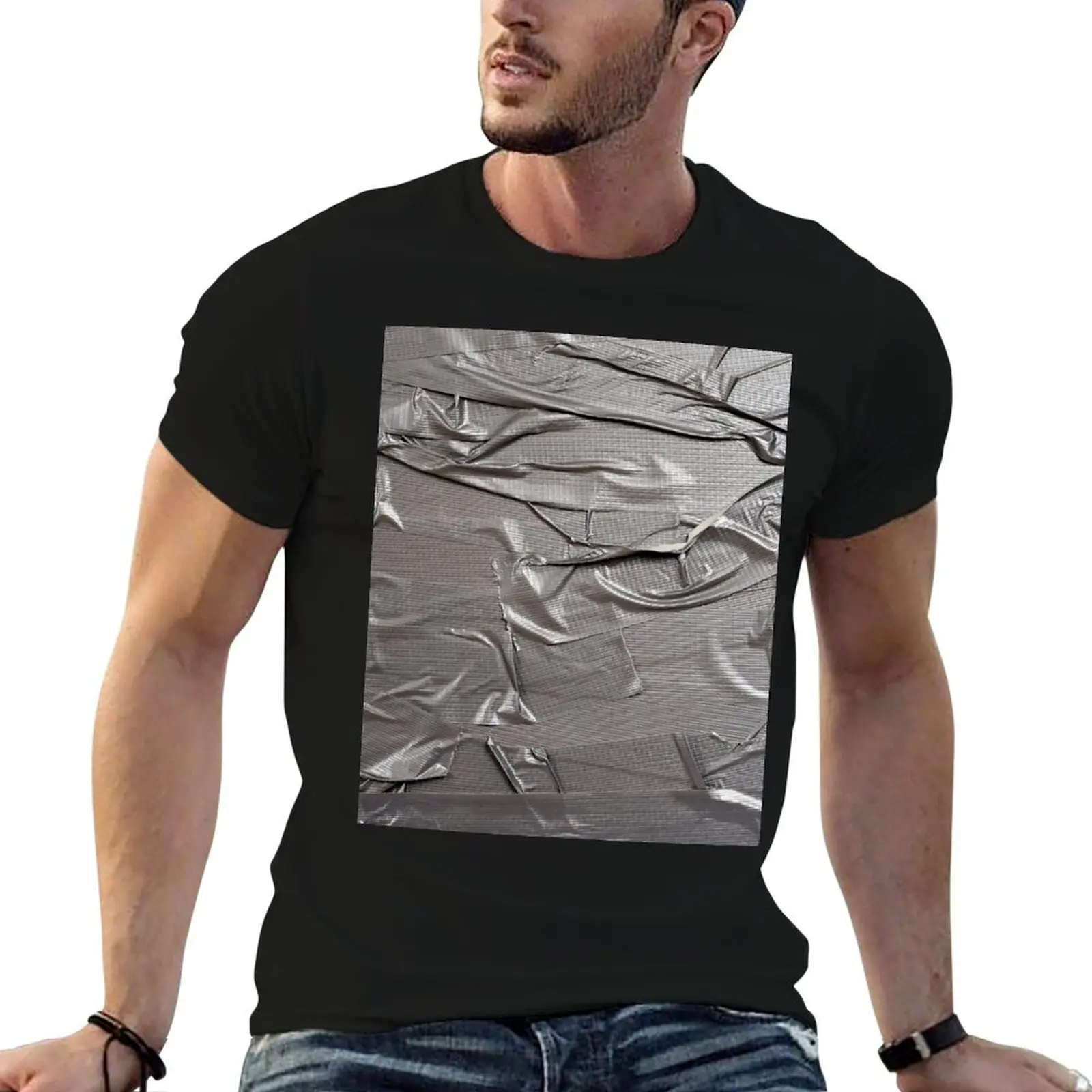 

Silver duct tape background T-Shirt man clothes tees rapper graphic tees anime men t shirt