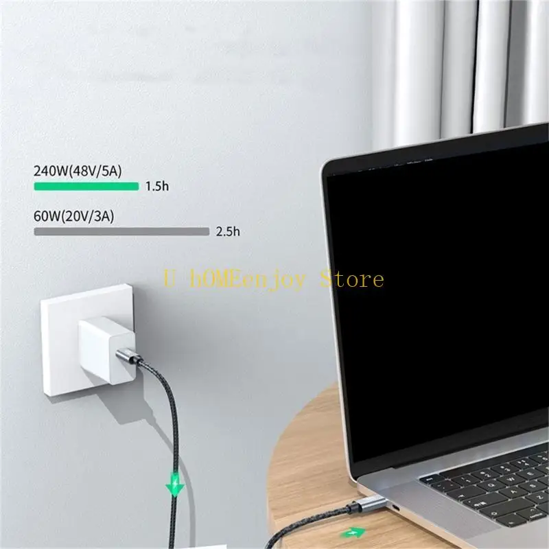 B0KF 40Gbps USB4 TypeC UsbC Fast Charging Cable 240W 8K60hz Resolution, Rapid Charging & Data Transfer Braided Cord