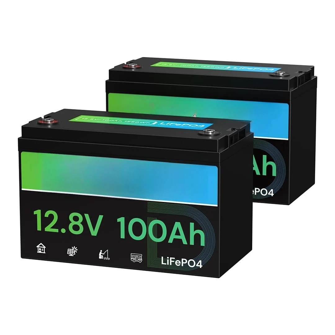 12V 100Ah LiFePO4 Lithium Battery (2 Pack) BCI Group 31 with Low-Temp Protection, A+ Grade Cell Built-in 100A BMS,, Customized