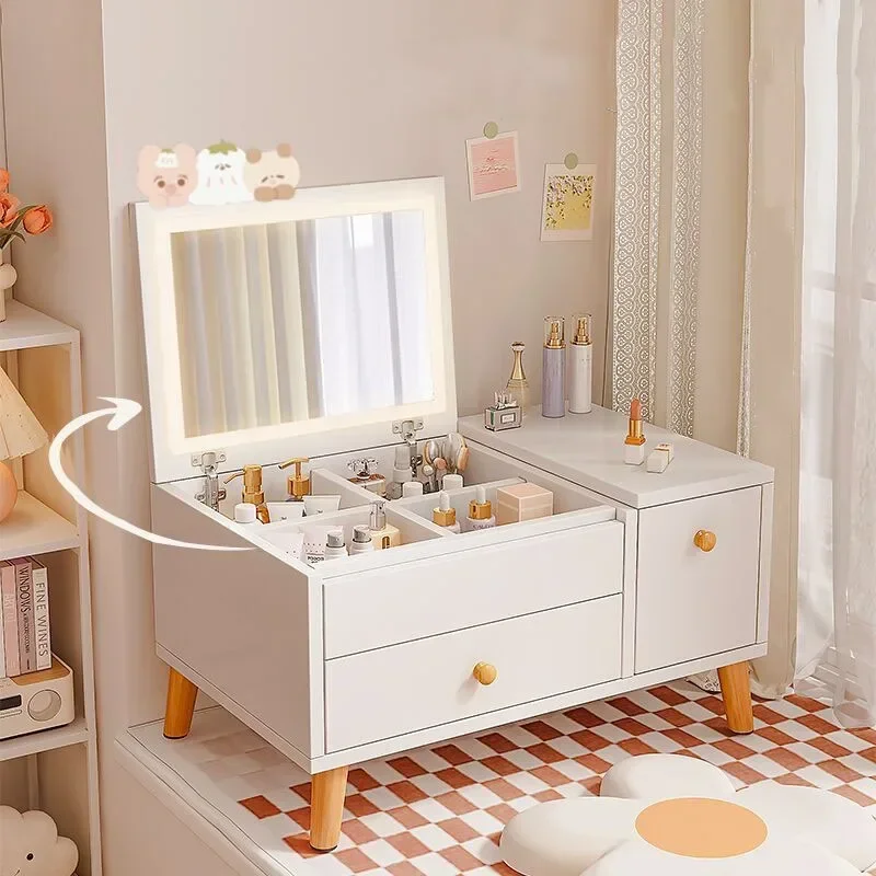 Lacquer Dressing Table Box Tray Girl Nordic Mdf Dressing Table Set Led Light Comfortable Coiffeuse Dressers Bedroom1