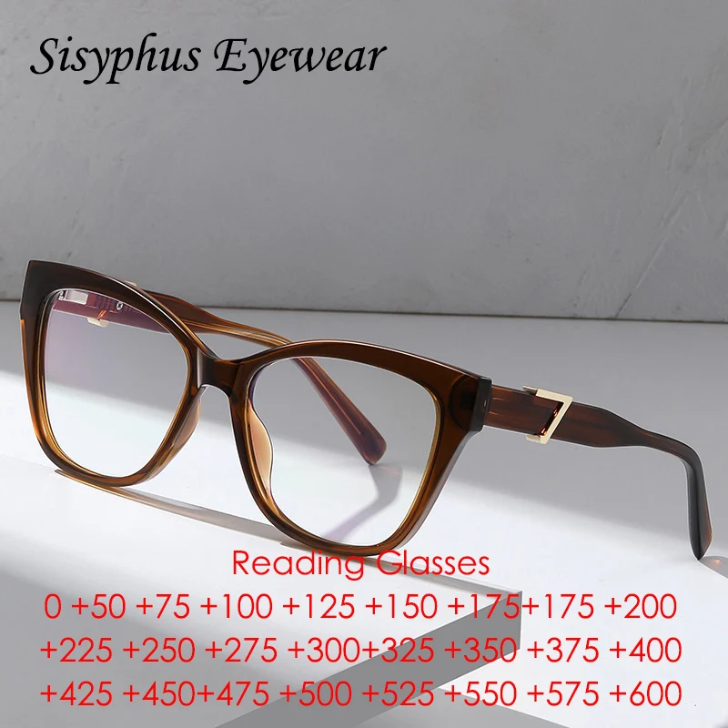 European and American Cat-Eye Retro Glasses for Women, High-End Acetate Spring Leg Flat Mirrors, Fashionable Reading Glasses