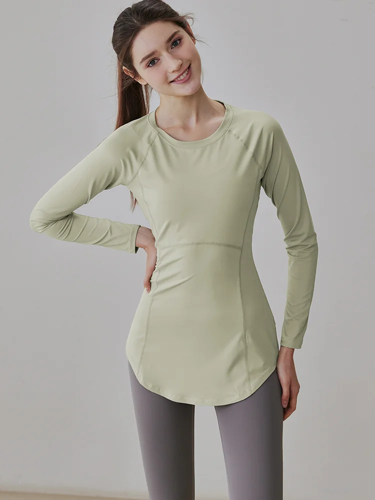 

Women's Yoga Top Long Sleeve Fitness Sportswear Quick Dry Running Long T-Shirt Autumn Winter New Style Cover Hip Slim Fit