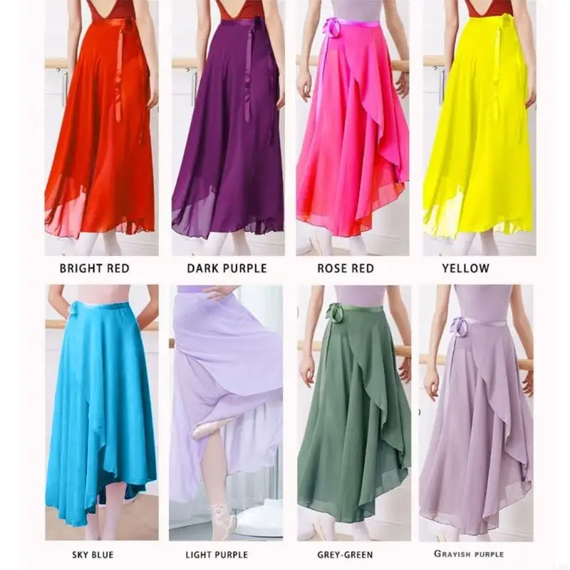 G5GC Women Ballet Wrap Skirt with Adjustable Waist Tie Dancing Over Scarf Tutus Skirt