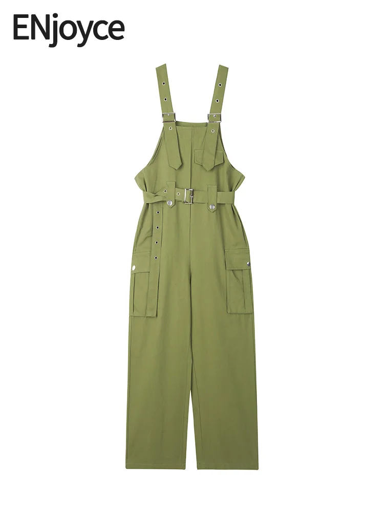 

ENjoyce Summer Women Korean Loose Fitting High Street Overalls Suspenders Jumpsuit Ladies Casual Strap Pants Sleeveless Bodysuit