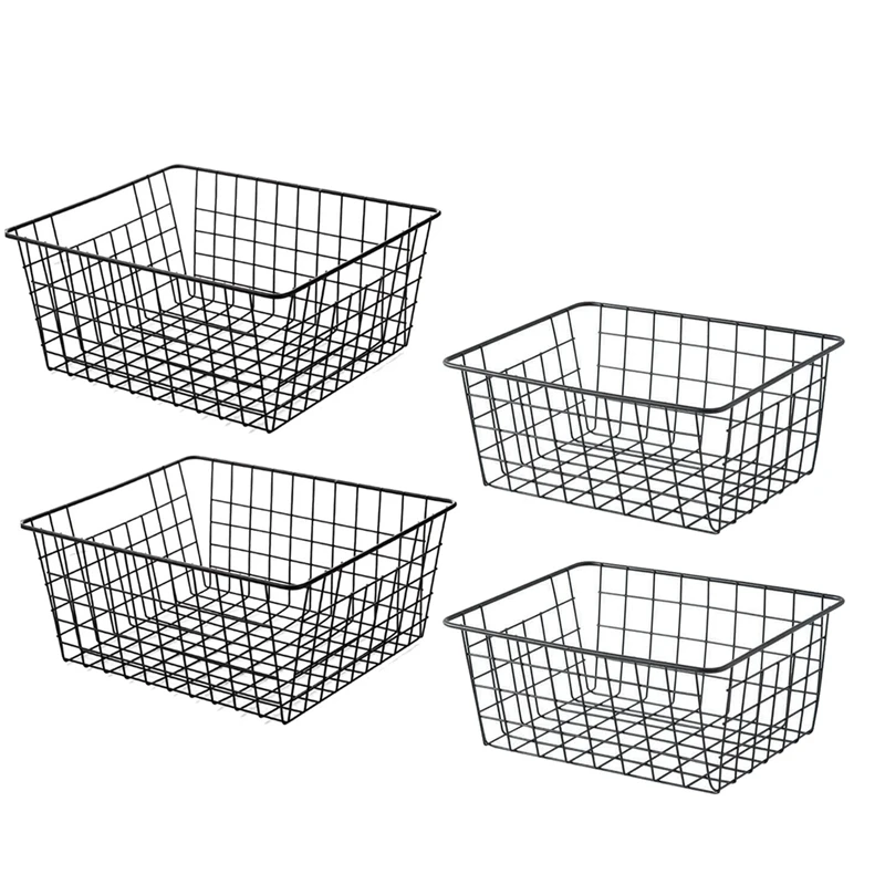 

Promotion! 4 Pack Wire Storage Baskets For Organizing, Pantry Organization Bins For Kitchen Cabinets, Closet - Basket For Laundr