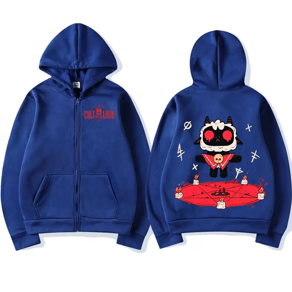 Game Cult of The Lamb Graphic Hoodie Zipper Pullover Men Women Zip Up Coat Tracksuit Boys Clothes for Teens Cardigan Sweatshirt