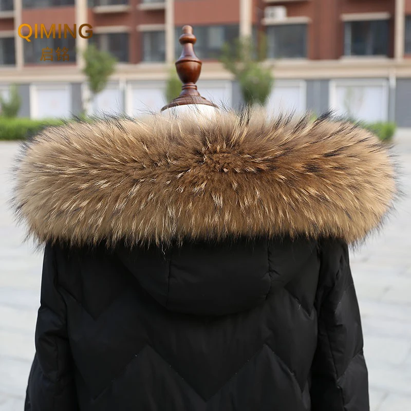 100% Real Fur Collar Luxury Warm Natural Raccoon winter Scarf Women Large Fur Collar Scarves For Ladies Male Jackets Coat Shawl