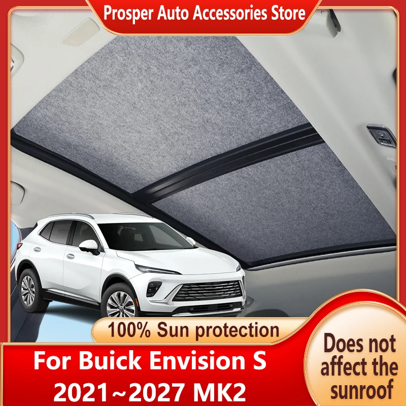 Car Panoramic Sunroof Insulation Roof Visor For Buick Envision S 2021~2027 26 Protection Adsorption Sky Curtain Sunshade Anti-UV