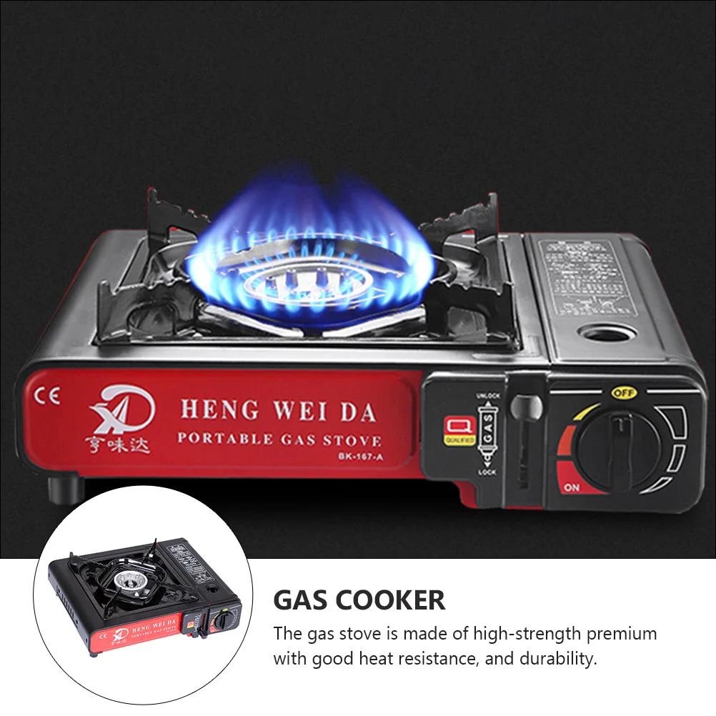 

1pc Portable Windproof Gas Stove Outdoor Bbq Burner Camping Cooker Stainless Steel Heat Resistant Anti Slip For Picnic Family