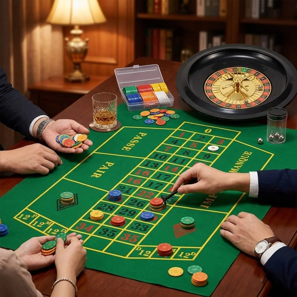 

10-inch Roulette Table Game Set (Complete Accessories Included) - Portable Casino Props for Drinking Party Entertainment