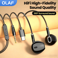 3.5MM/Type C Wired Earphones 360° Surround Sound In Ear Wired Headphones Wired Control Headsets for iphone 15 16 Samsung