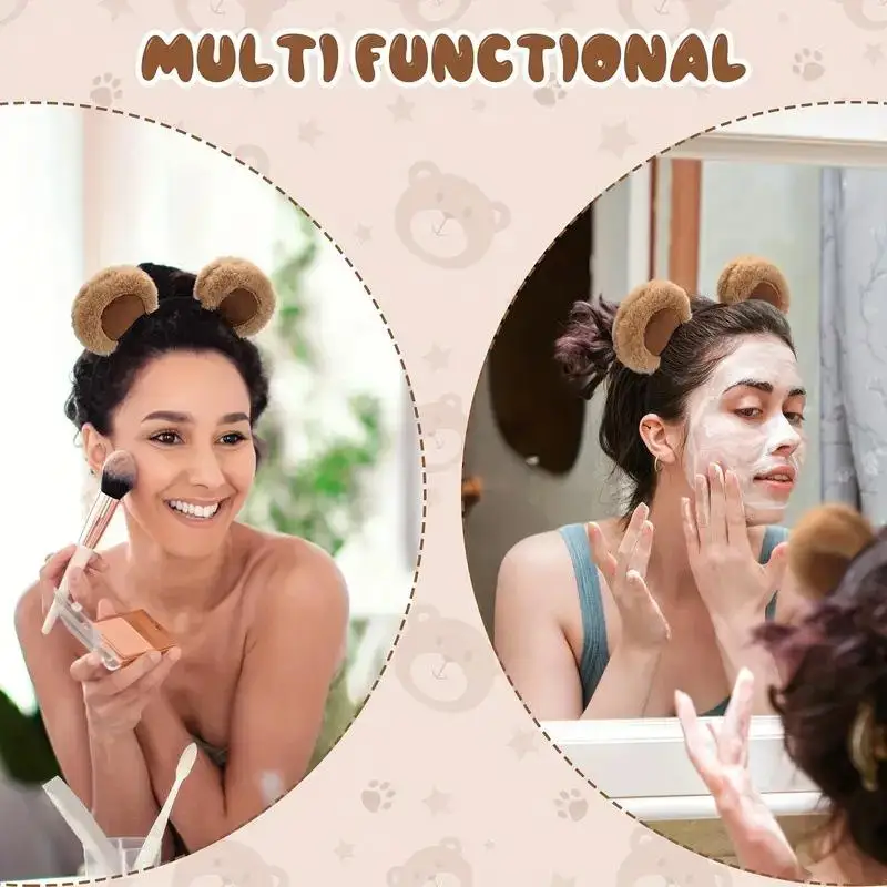 قطعة واحدة من عصابات رأس الدببة القطيفة - ناعمة ورائعة، إكسسوار للجنسين للاستخدام اليومي والحفلات التنكرية، هدية مثالية لجميع الأعمار