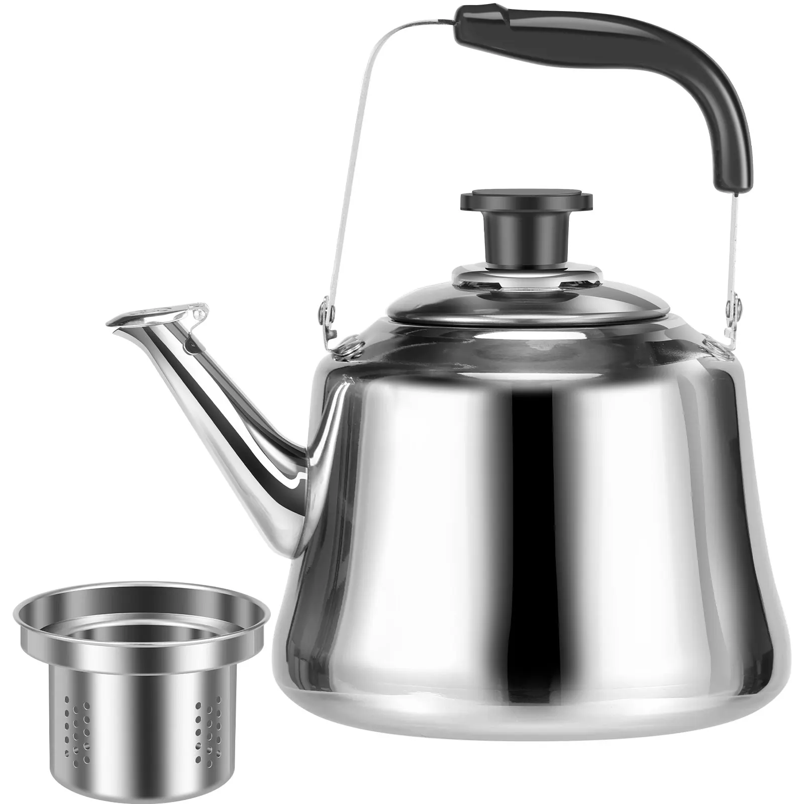 

﻿2L Tea Kettle Stainless Steel Whistling Tea Kettle with Tea Infuser Kitchen Stovetop Induction Cooker Multifunctional Teapot