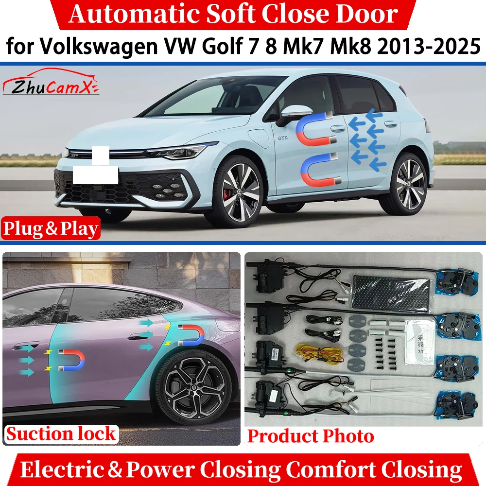 for Volkswagen VW Golf 7 8 Mk7 Mk8 2013-2025 Car Automatic Soft Close Door Electric Power Comfort Closing Suction Lock System