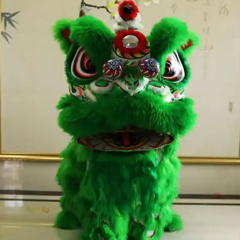 Green Golden Lion Dance Costume Full Body Traditional Folk Mascot Suit Southern China Festival Performance Outfit for Adults