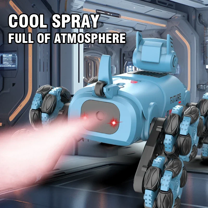 Chien cascadeur télécommandé RC pour enfants, robot intelligent, jet mécanique, mode touristes, musique, rotation à 360 degrés, jouet à la dérive pour animaux de compagnie